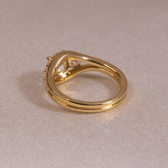 1.30 Carat Round Diamond Trilogy Yellow Gold Engagement Ring - Serra