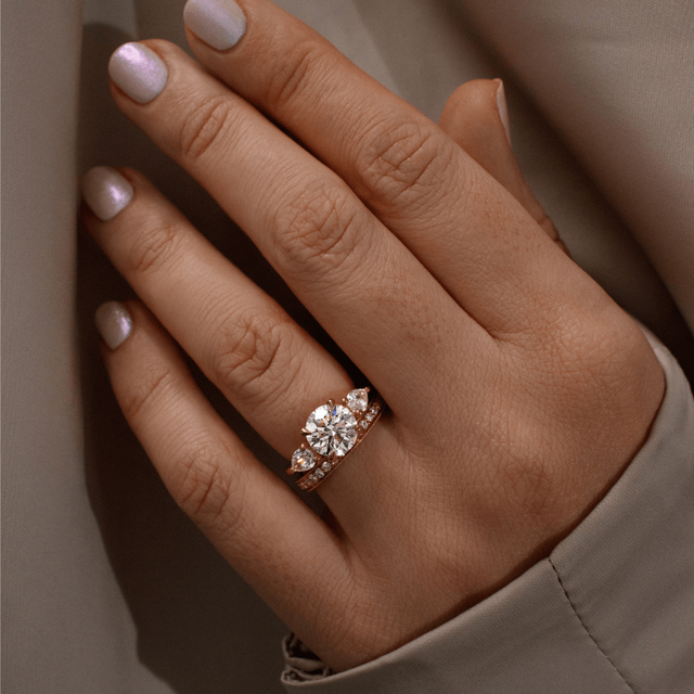 2.00 Carat Round Diamond Trilogy Yellow Gold Engagement Ring - Vivian