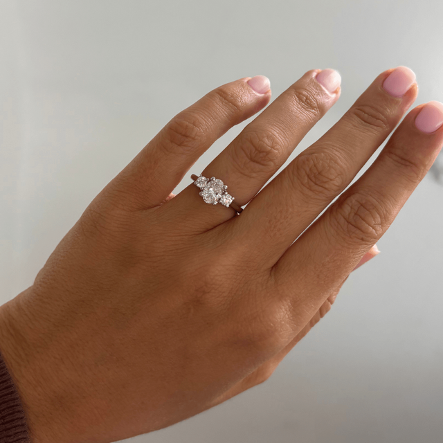 1.00 Carat Oval Diamond Trilogy Platinum Engagement Ring - Rohini
