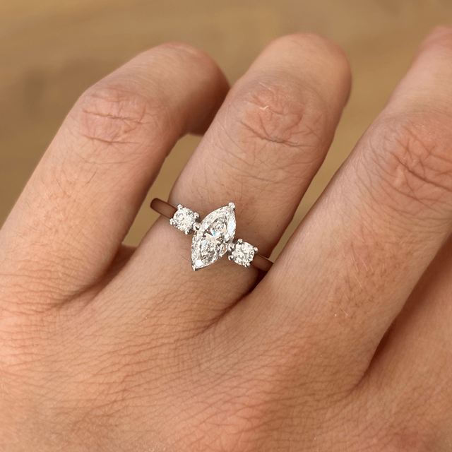 1.00 Carat Marquise Diamond Trilogy Platinum Engagement Ring - Rohini