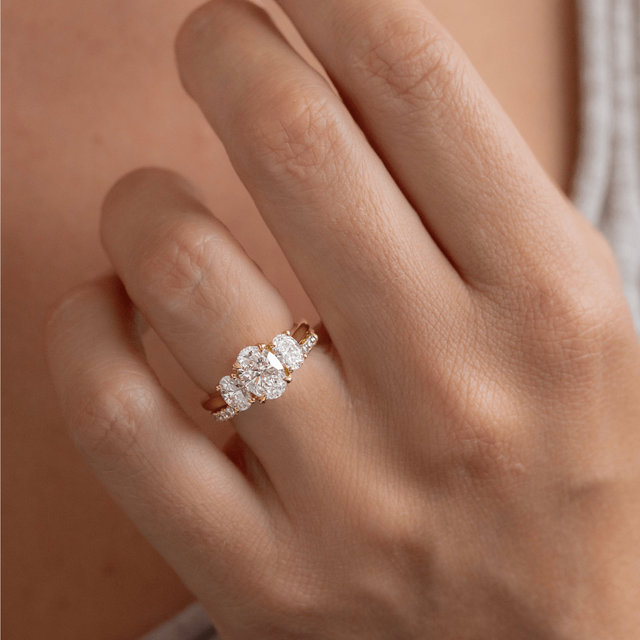 1.30 Carat Oval Diamond Trilogy Yellow Gold Engagement Ring - Rohini