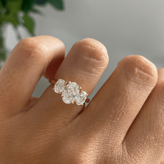 1.30 Carat Oval Diamond Trilogy Yellow Gold Engagement Ring - Rohini
