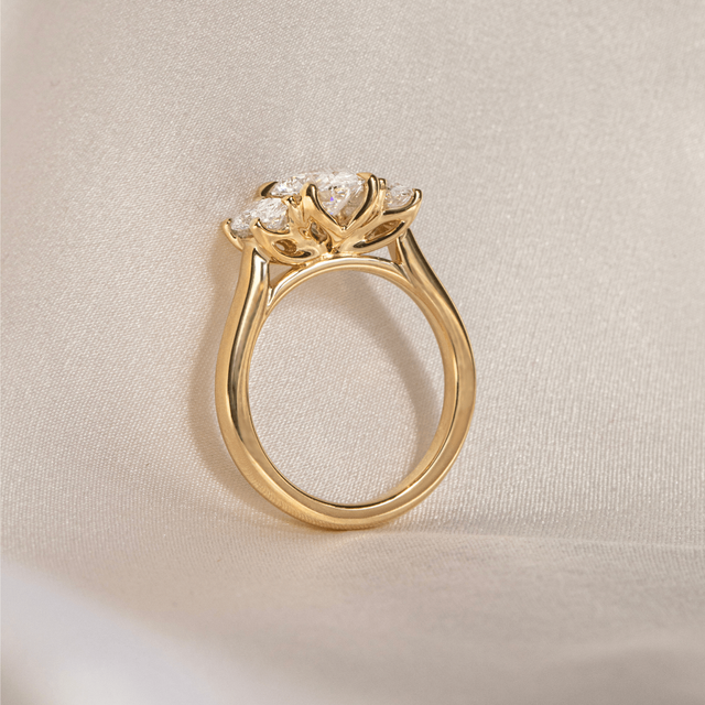 1.30 Carat Oval Diamond Trilogy Yellow Gold Engagement Ring - Rohini