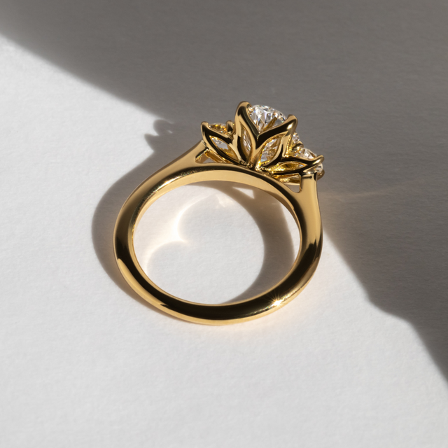 2.00 Carat Oval Diamond Trilogy Yellow Gold Engagement Ring - Rohini