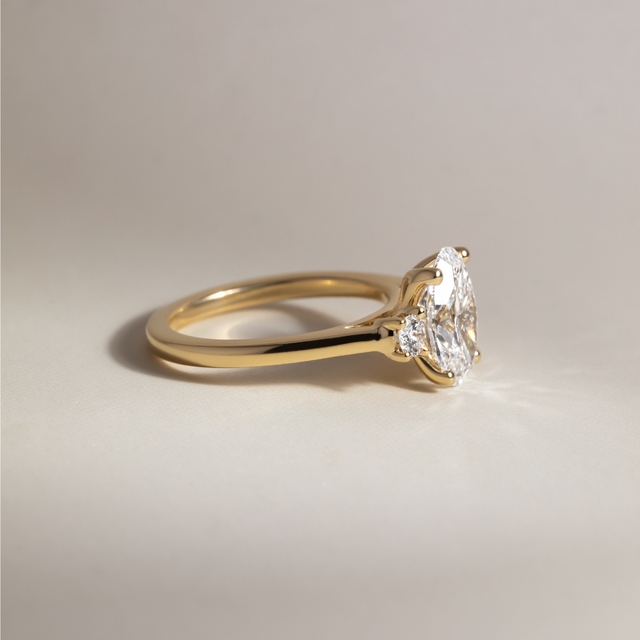 1.90 Carat Oval Diamond Trilogy Yellow Gold Engagement Ring - Rohini