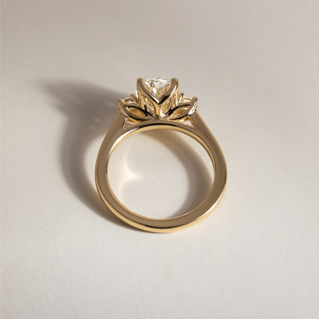 1.90 Carat Oval Diamond Trilogy Yellow Gold Engagement Ring - Rohini