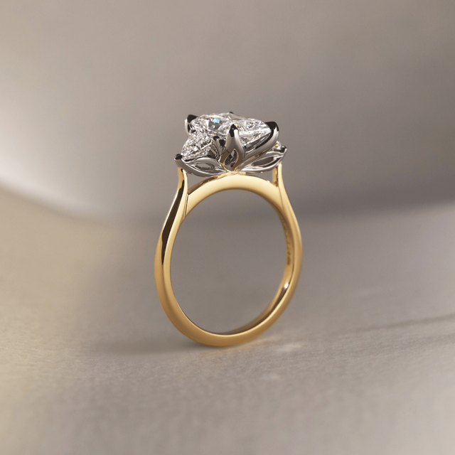 3.00 Carat Oval Diamond Trilogy Two-Tone Gold Engagement Ring - Venus