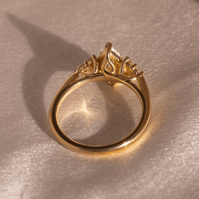 1.50 Carat Marquise Diamond Cluster Yellow Gold Engagement Ring - Isabella