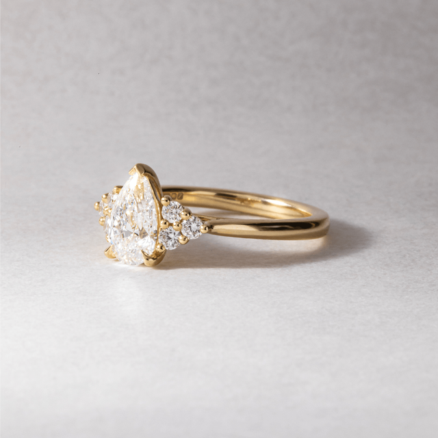 1.00 Carat Pear Diamond Cluster Yellow Gold Engagement Ring - Isabella
