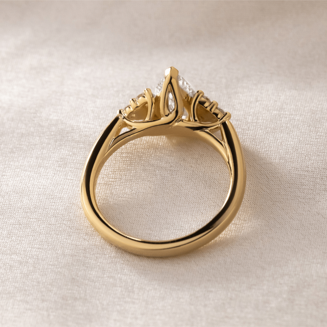 1.00 Carat Pear Diamond Cluster Yellow Gold Engagement Ring - Isabella