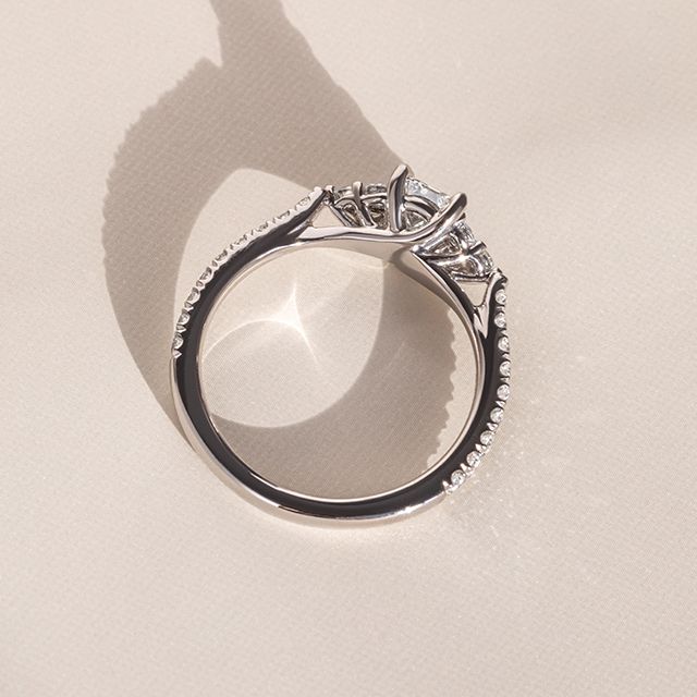 0.70 Carat Emerald Cluster Diamond Band Platinum Engagement Ring - Mithrial