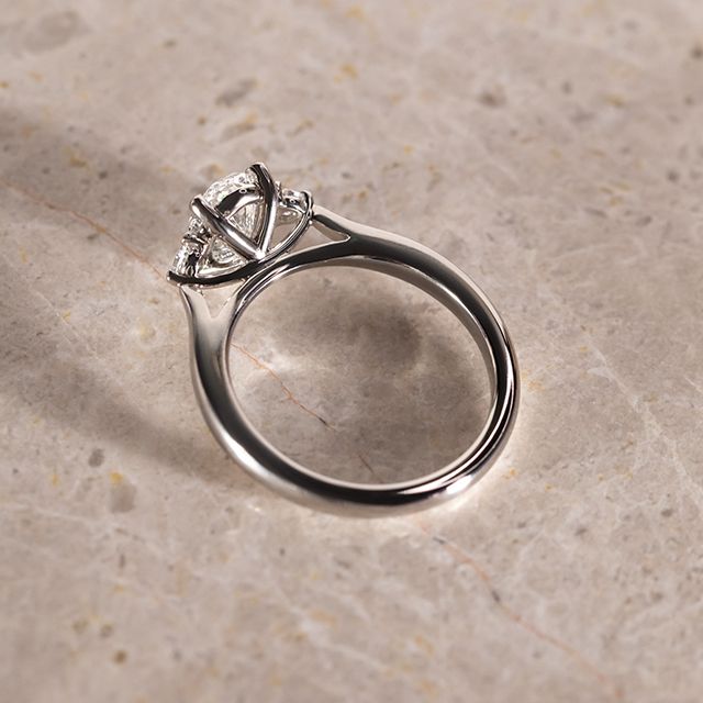 1.00 Carat Oval Diamond Trilogy Platinum Engagement Ring - Clare