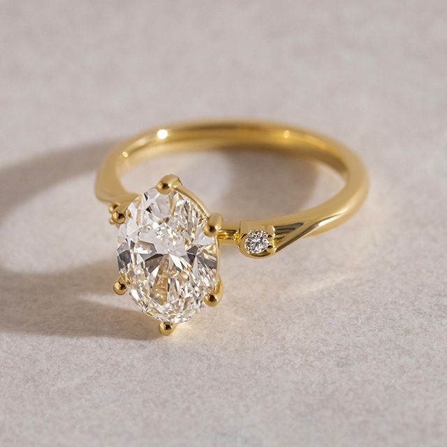 2.60 Carat Oval Diamond Trilogy Yellow Gold Engagement Ring - Alani