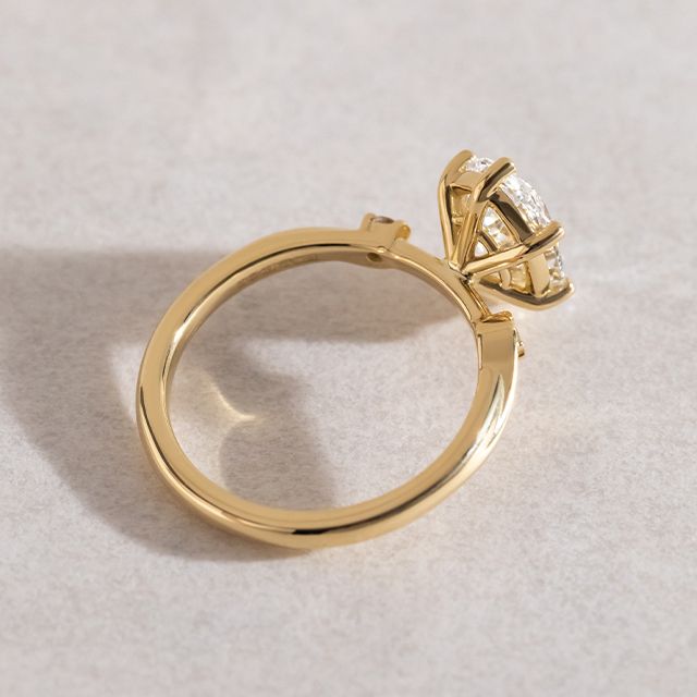 2.60 Carat Oval Diamond Trilogy Yellow Gold Engagement Ring - Alani