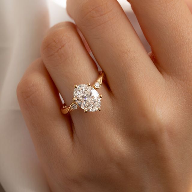 2.60 Carat Oval Diamond Trilogy Yellow Gold Engagement Ring - Alani