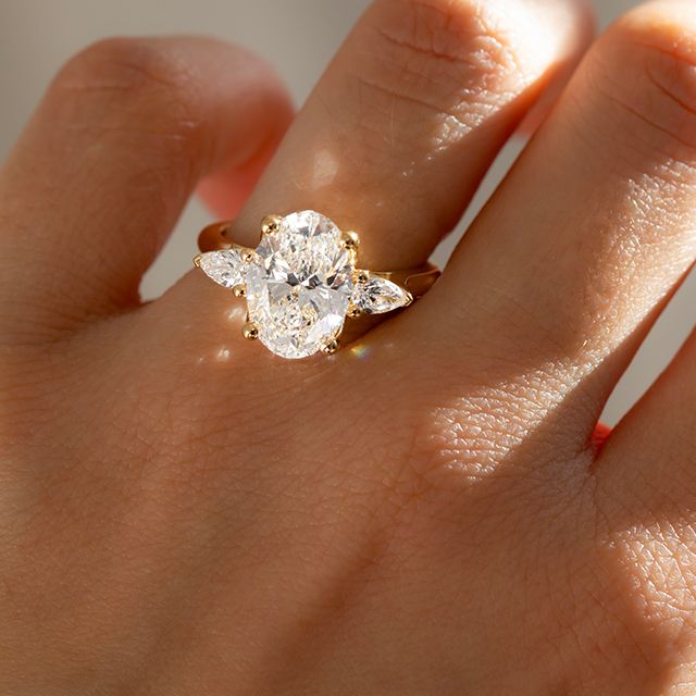 2.00 Carat Oval Diamond Trilogy Bespoke Yellow Gold Engagement Ring - Ciara