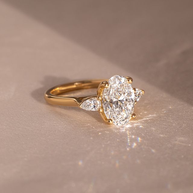 2.00 Carat Oval Diamond Trilogy Bespoke Yellow Gold Engagement Ring - Ciara