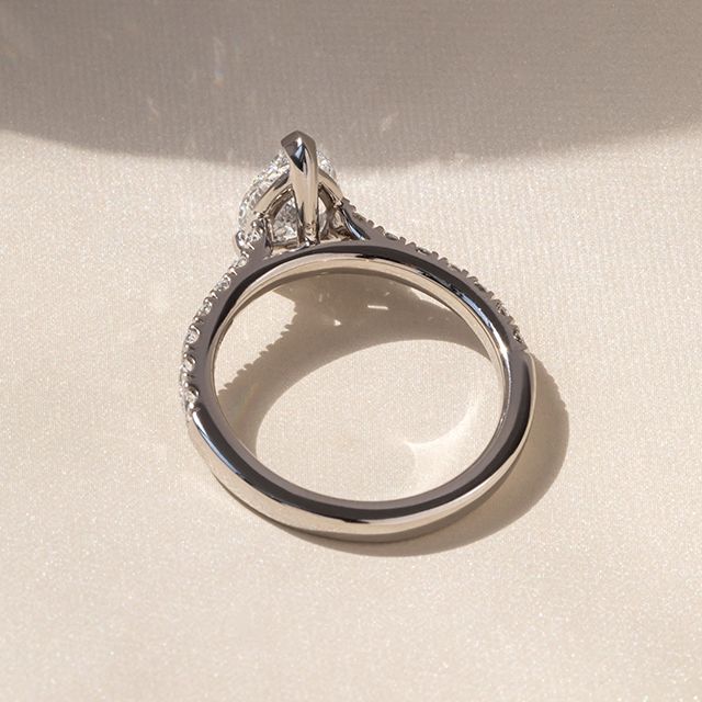 1.50 Carat Pear Diamond Band Platinum Engagement Ring - Avery