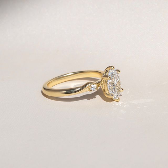 1.20 Carat Oval Diamond Trilogy Yellow Gold Engagement Ring - Alani