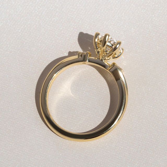 1.20 Carat Oval Diamond Trilogy Yellow Gold Engagement Ring - Alani