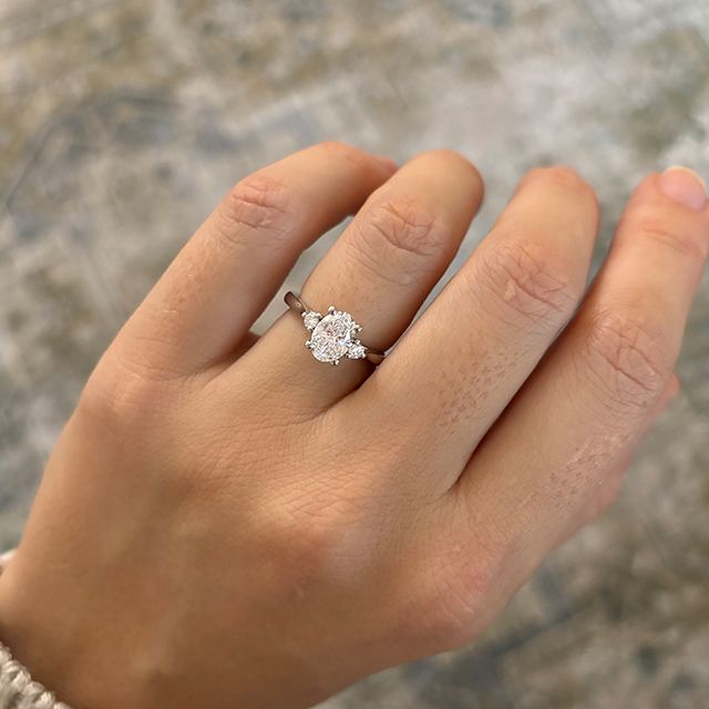 1.00 Carat Oval Diamond Trilogy Platinum Engagement Ring - Clare