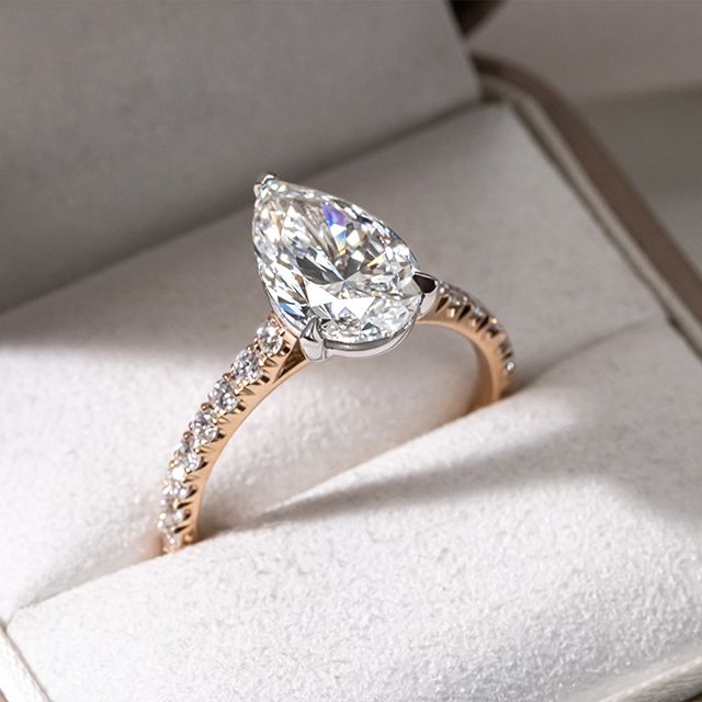2.70 Carat Pear Diamond Band Two-Tone Engagement Ring - Avery