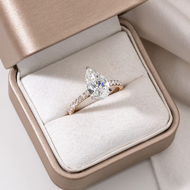 2.70 Carat Pear Diamond Band Two-Tone Engagement Ring - Avery