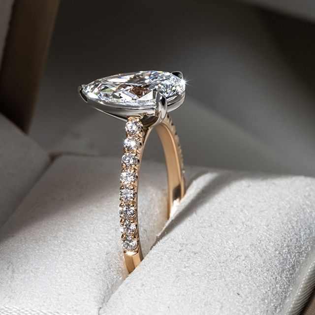 2.70 Carat Pear Diamond Band Two-Tone Engagement Ring - Avery