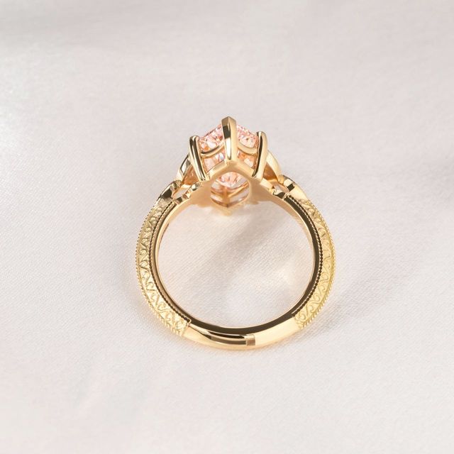 3.00 Carat Marquise Pink Diamond Cluster Rose Gold Engagement Ring - Feis