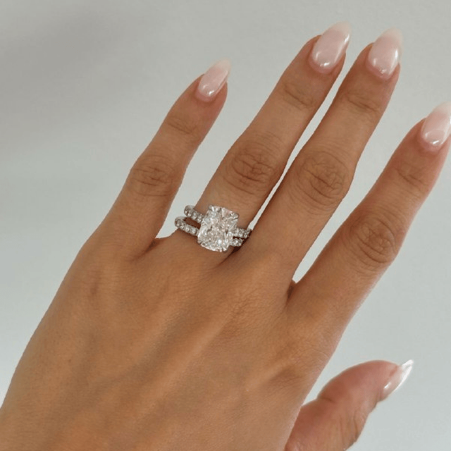 4.50 Carat Elongated Cushion Hidden Halo Platinum Engagement Ring - Aisha