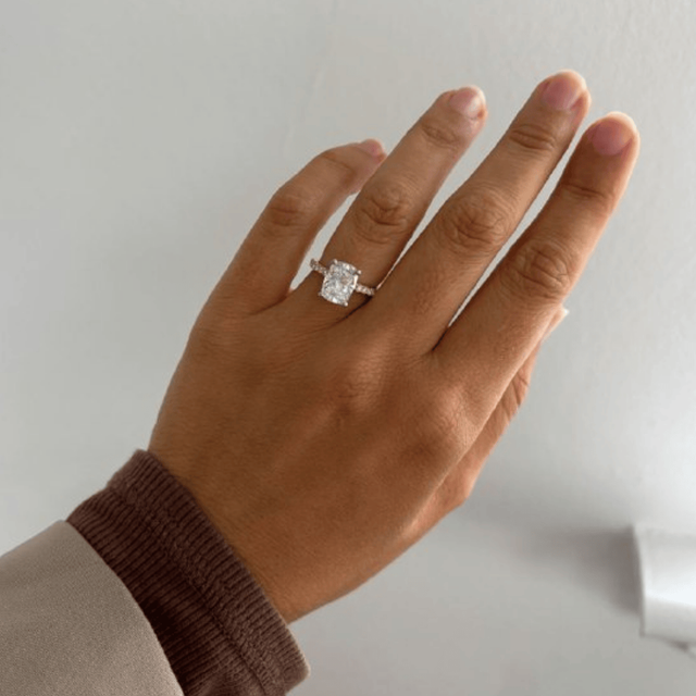 2.70 Carat Elongated Cushion Diamond Band Two Tone Engagement Ring - Samara