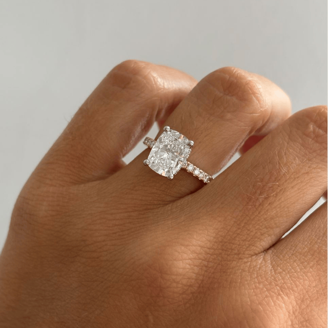 2.70 Carat Elongated Cushion Diamond Band Two Tone Engagement Ring - Samara