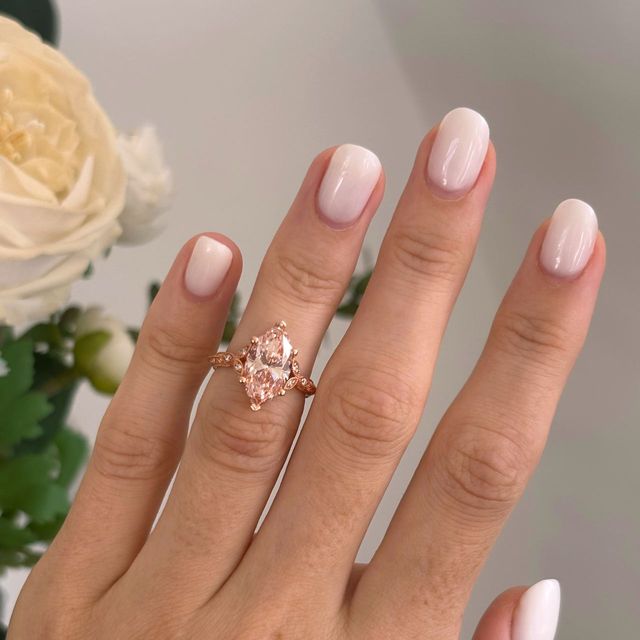 3.00 Carat Marquise Pink Diamond Cluster Rose Gold Engagement Ring - Feis
