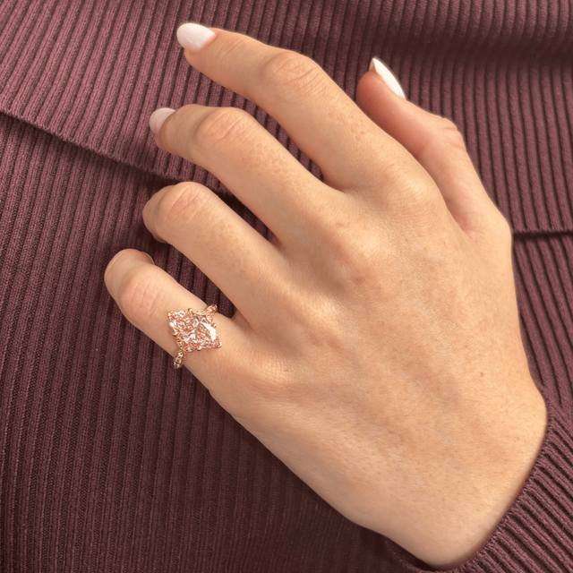 3.00 Carat Marquise Pink Diamond Cluster Rose Gold Engagement Ring - Feis