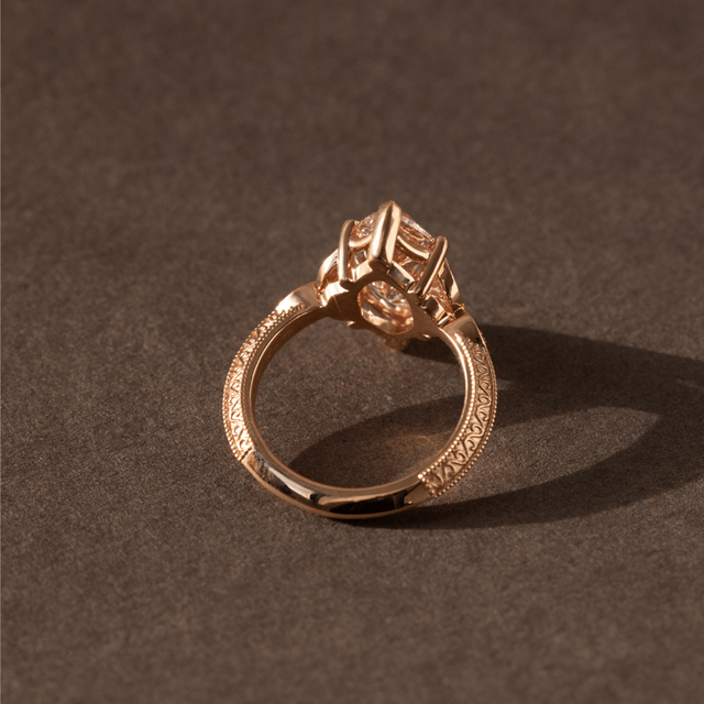 3.00 Carat Marquise Pink Diamond Cluster Rose Gold Engagement Ring - Feis