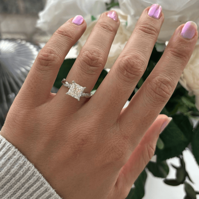2.57 Carat Lab Grown Princess Cut Diamond Band Engagement Ring In Platinum - Sahana