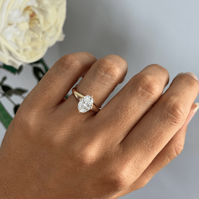 2.00 Carat Lab Grown Oval Diamond Solitaire Ring In Yellow Gold - Blair