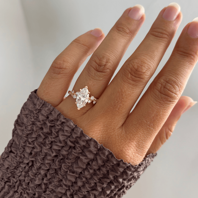 2.00 Carat Lab Grown Marquise Diamond Cluster Engagement Ring In Yellow Gold - Morning Star