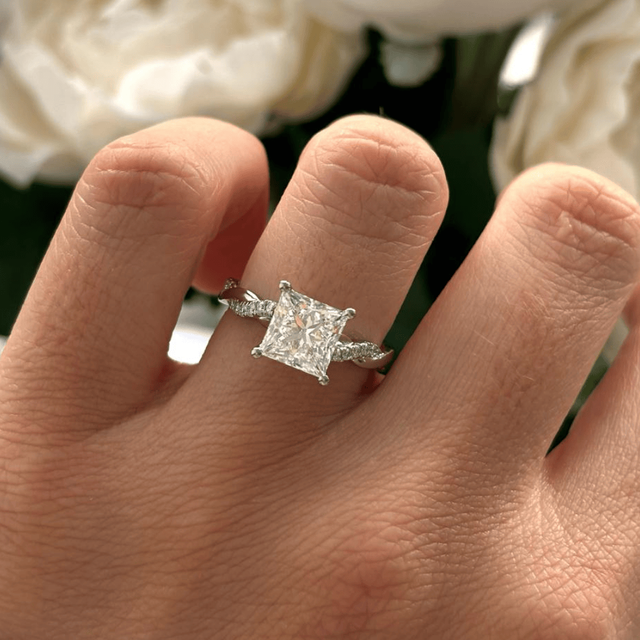 2.57 Carat Lab Grown Princess Cut Diamond Band Engagement Ring In Platinum - Sahana