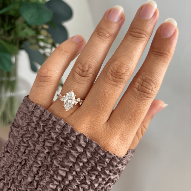 2.00 Carat Lab Grown Marquise Diamond Cluster Engagement Ring In Yellow Gold - Morning Star