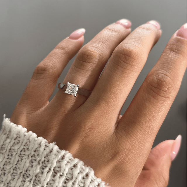 0.78 Carat Lab Grown Princess Cut Diamond Solitaire Engagement Ring In Platinum - Sura