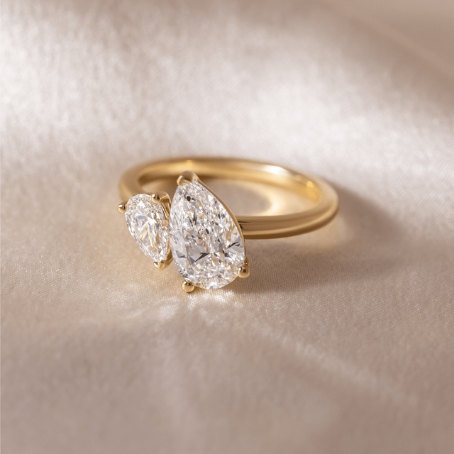 Toi Et Moi Pear And Pear Engagement Ring In  Yellow Gold
