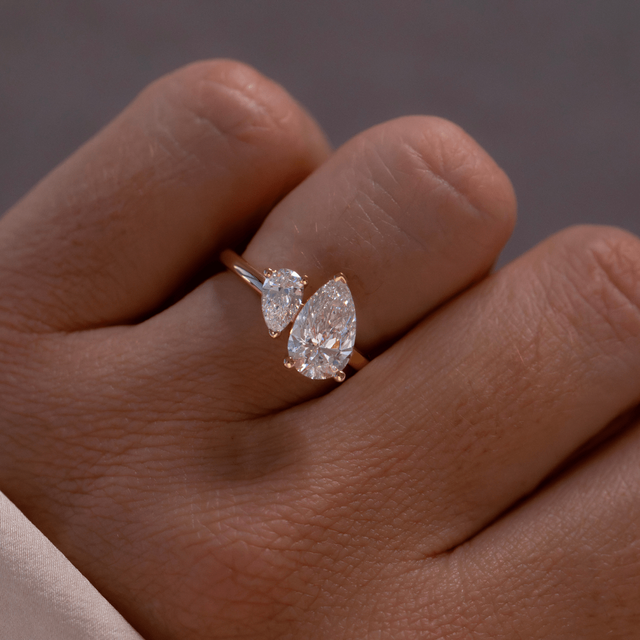 Toi Et Moi Pear And Pear Engagement Ring In  Yellow Gold