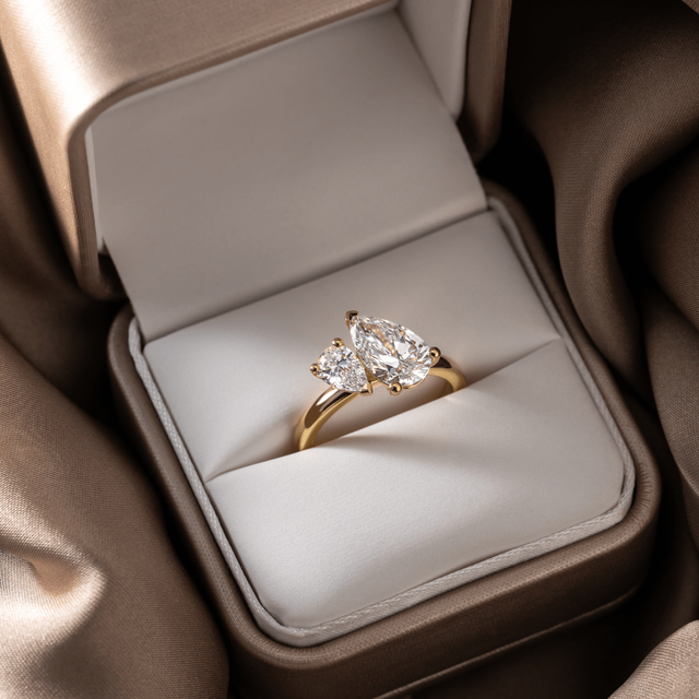 Toi Et Moi Pear And Pear Engagement Ring In  Yellow Gold