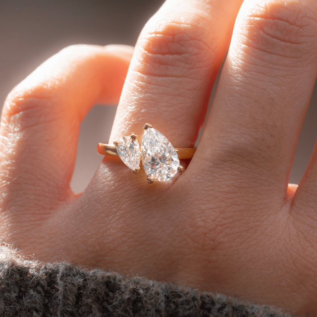 Toi Et Moi Pear And Pear Engagement Ring In  Yellow Gold