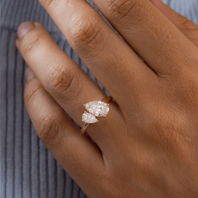 Toi Et Moi Pear And Pear Engagement Ring In  Yellow Gold