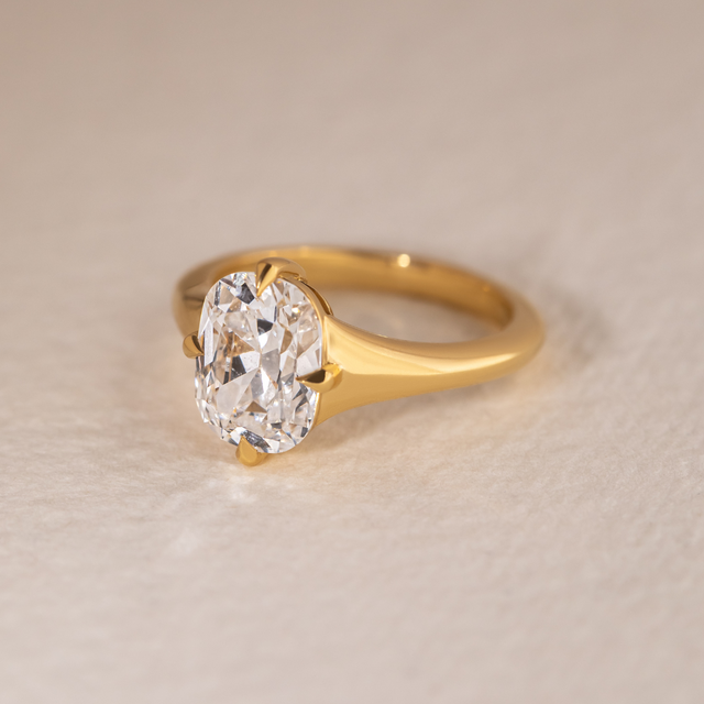 2.00 Carat Lab Grown Old Mine Cut Diamond Solitaire Ring In Yellow Gold - Blair