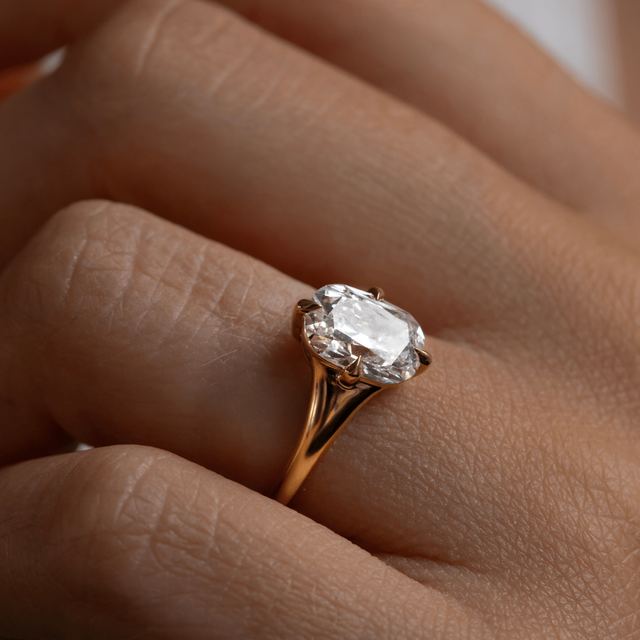 2.00 Carat Lab Grown Old Mine Cut Diamond Solitaire Ring In Yellow Gold - Blair