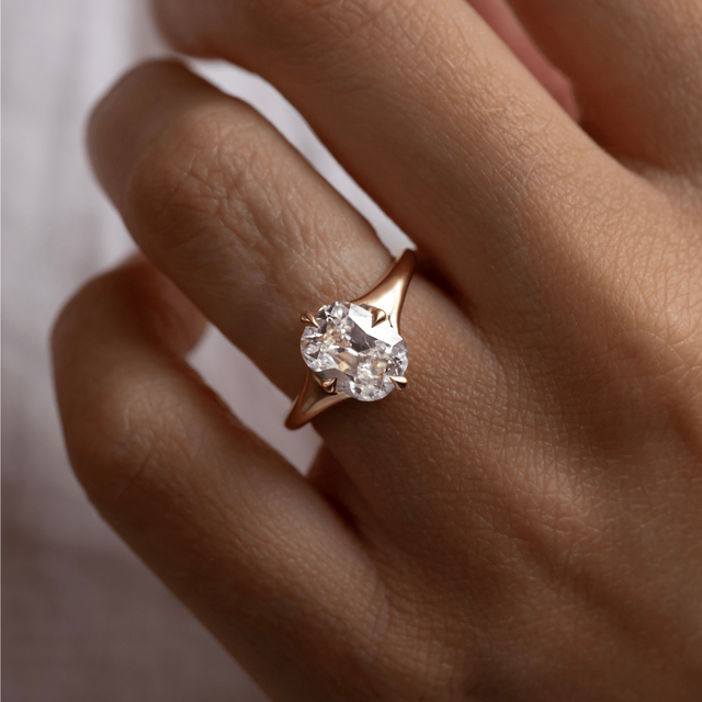 2.00 Carat Lab Grown Old Mine Cut Diamond Solitaire Ring In Yellow Gold - Blair