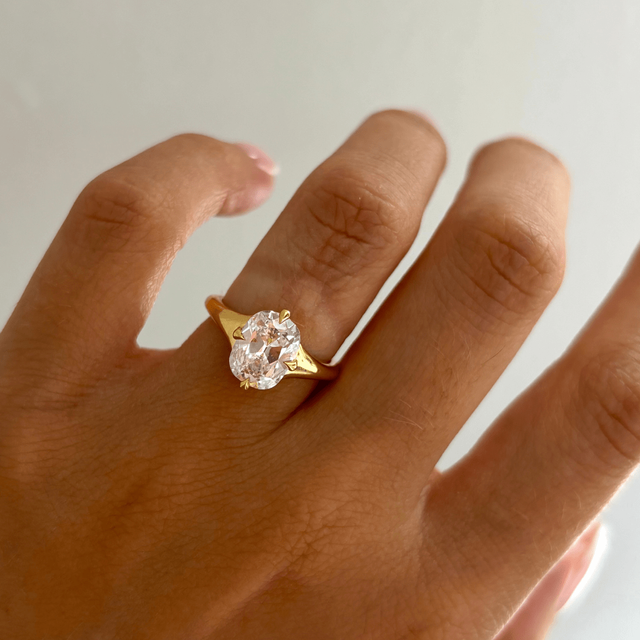 2.00 Carat Lab Grown Old Mine Cut Diamond Solitaire Ring In Yellow Gold - Blair